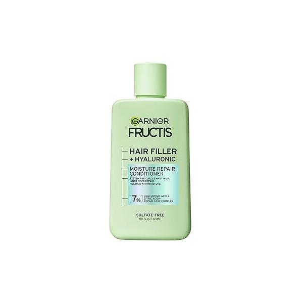 Garnier Fructis Hair Filler Moisture Repair Conditioner, Sulfate Free Conditioner for Curly, Wavy with Hyaluronic Acid, 10.1 Fl Oz, 1 Count