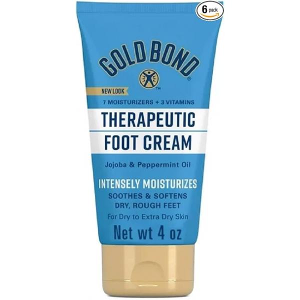 Gold Bond Therapeutic Foot Cream, Jojoba & Peppermint Oil, 4 Oz (Pack of 6) - Presentation May Vary.