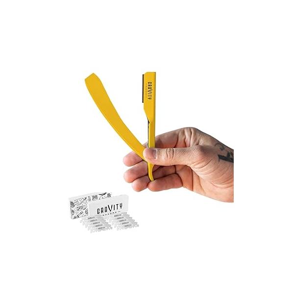 Professional Straight Razor - Ultra Exposed Kit with 10 Gravity Premium Blades, 2mm ("The OG")