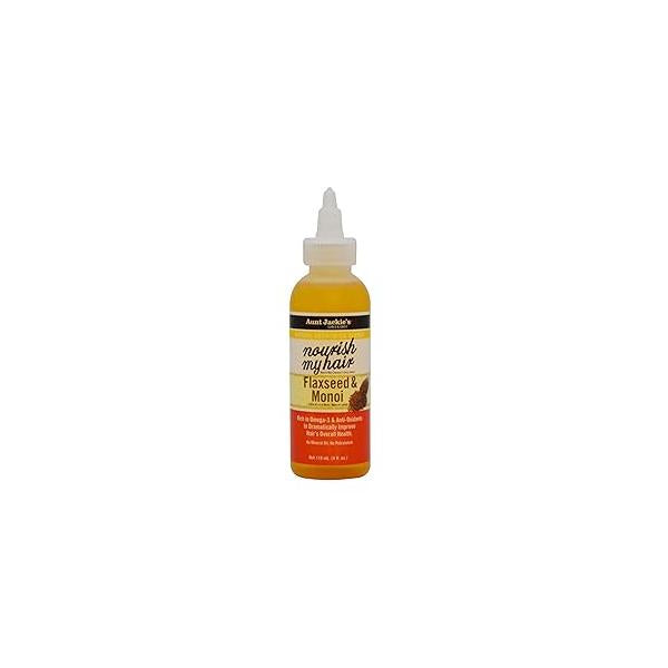 Aunt Jackie's Natural Growth Oil Blends Nourish My Hair - Flaxseed and Monoi, Improve Hair's Overall Health, Rich in Omega-3 Anti-Oxidants, 4 oz