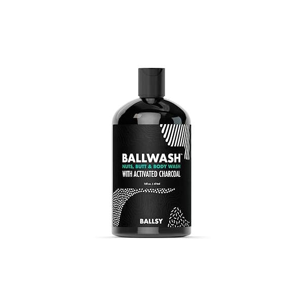 Ballsy Ballwash Charcoal Body Wash for Men - Moisturizing Men’s Bodywash with Coconut Oil - Soap & Great your Most Intimate Areas, 16 Oz