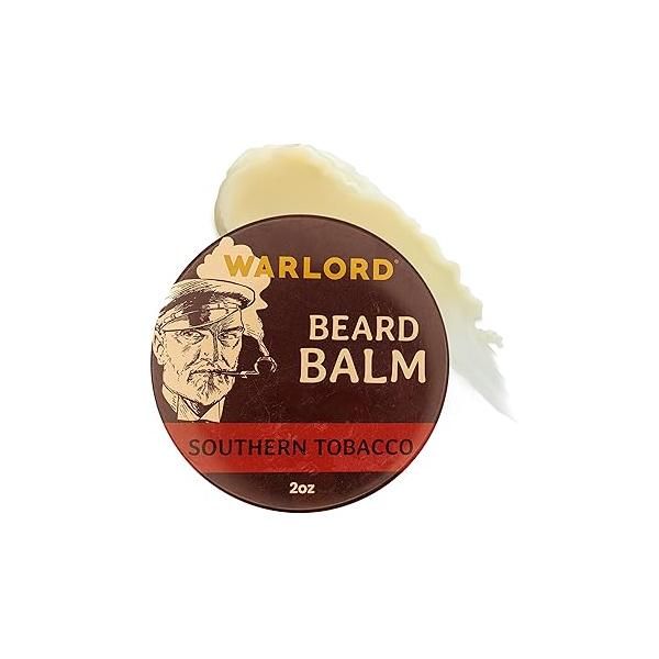 WARLORD Beard Balm for Men - Scented Premium and Scruff Cream & Butter Facial Hair Hydration, Shaping, Styling, Itch Relief Southern Tobacco
