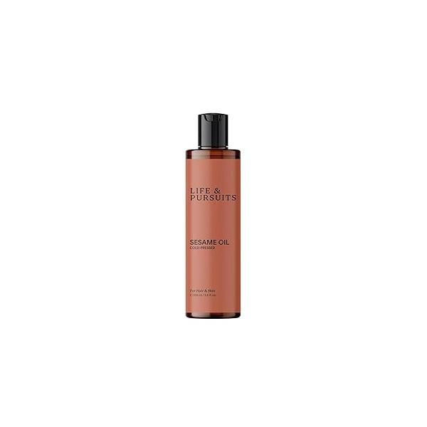 Life & Pursuits 100% Cold-Pressed Unrefined Sesame Oil - Nourishing for Hair and Skin, Promotes Radiance, Moisture, Healthy Growth Men Women (6.76 Fl Oz)