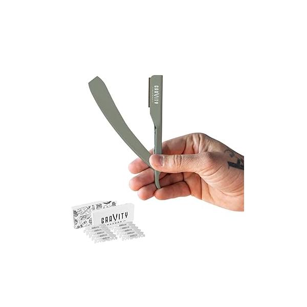Professional Straight Razor - Ultra Exposed Kit with 10 Gravity Premium Blades, 2mm ("The OG")