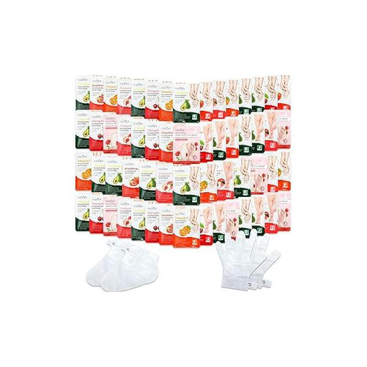 48 Pcs Fruits Beauty Hand Foot Mask Bulk Hydrating Moisturizing Gloves Aloe for Spa Kit Skincare Gift Kits Women