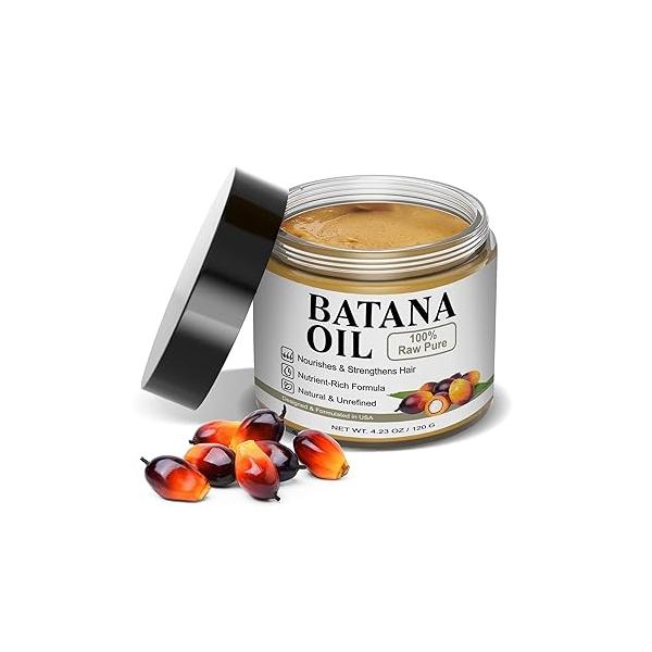 Dr. Sebi 100% Organic Batana Oil for Hair Growth - Unrefined & Natural Oil, Thickness Shine, Repair Damaged Reduce Loss, Fights Frizz Split Ends Men Women (4.23 Fl Oz)