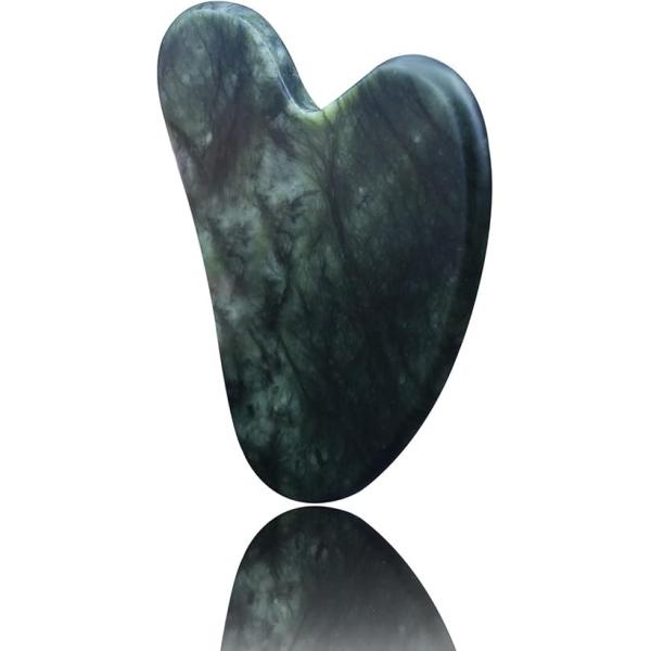 OXT Gua Sha, Premium Sha Facial Tools, Guasha Tool for Face Upgraded, Natural Jade Stone (Dark Green)