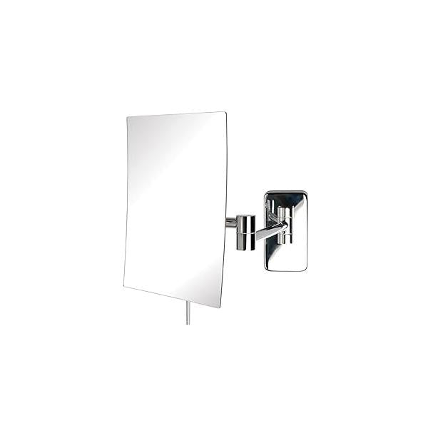 JERDON 8.75-Inch x 6.5-Inch Wall Mount Makeup Mirror - Personal with 5X Magnification & 14 inch Extension Nickel Arm Model JRT695N