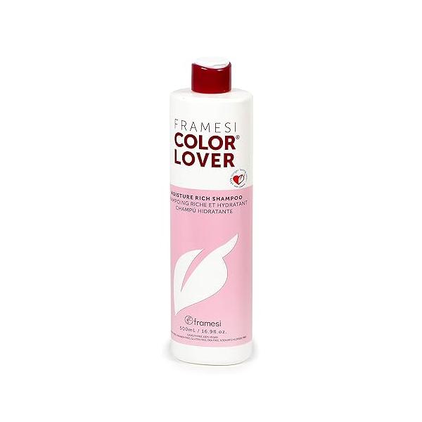 Framesi Color Lover Moisture Rich Shampoo, Sulfate Free Shampoo with Quinoa and Aloe Vera, Treated Hair