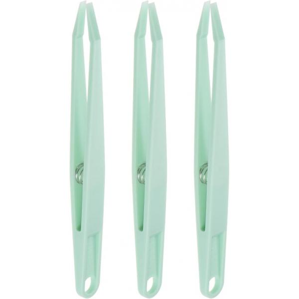 HARFINGTON 3pcs Sticker Tweezers for Crafting 4.53" Flat Tip with Spring Plastic Craft Stickers, Scrapbooking, Eyelash Extensions, Green