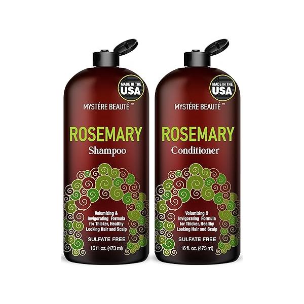 Rosemary Shampoo and Conditioner for Hair Growth, Sulfate Free Organic Oil De Romero Para Crecimiento, Promotes Growth & Scalp Health, Men Women - 16 fl oz each