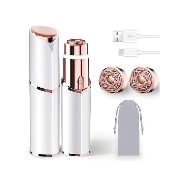 Facial Hair Removal for Women, Portable Lady Shaver, Rechargeable Painless Remover Face, Upper Lips, Chin, Peach Fuzz