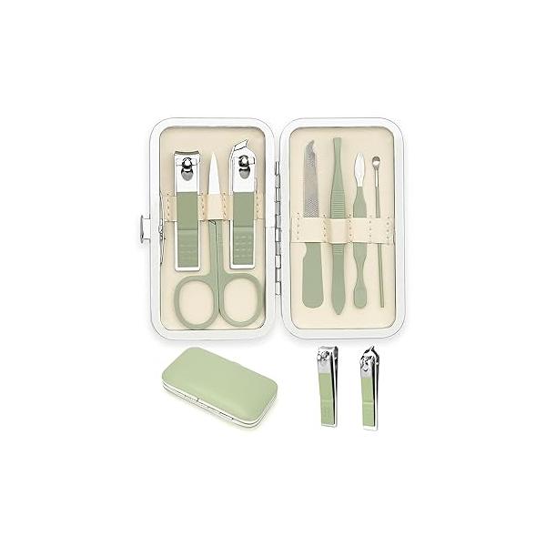 Manicure and Pedicure Kit, Nail Clipper Set, Clippers for Men Women,Travel Personal Care Grooming Kit Gifts Women Friendsgiving(Sage Green)