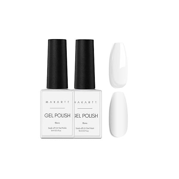 Makartt Gel Nail Polish Liner Set 8ML 2 Colors White and Black for Winter French Art Tips Swirls DIY Manicure Soak Off UV Curing with Thin Brush
