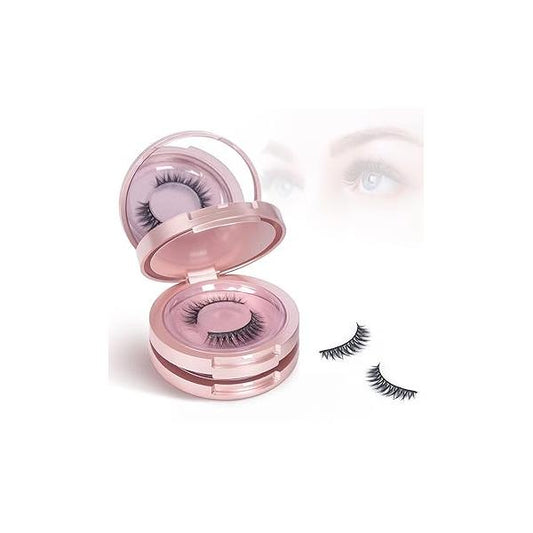 Buqikma 3 Layers Circle Eyelash Box with Mirror, Empty Storage Case Organizers Travel Lash Holder for Cosmetic （Rose Gold）
