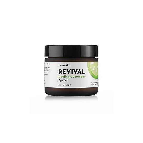 Revival Eye Gel by Laurentiu - Cucumber Cream with Caffeine, Treats Under Puffiness, Dark Circles, Bags, Puffy Eyes, and Wrinkles for Instant Results of Anti Aging, 2 oz