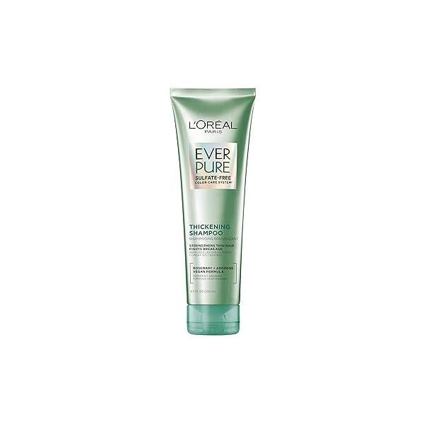 L'Oreal Paris Thickening Sulfate Free Shampoo, Thickens + Strengthens Thin, Fragile Hair, Hair Care with Rosemary Leaf, EverPure, 8.5 Fl Oz (Packaging May Vary)