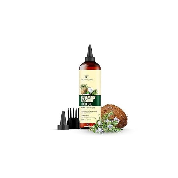 Botanic Hearth Rosemary, Coconut & Avocado Hair Oil with Biotin (6.7 fl oz) | Nourishing Growth Strengthening Formula Promotes Healthy, Shiny Suitable for All Types