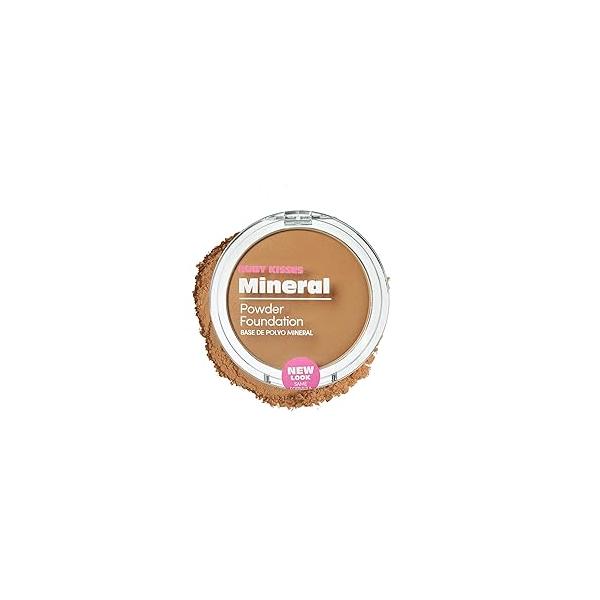 Ruby Kisses Mineral Pressed Powder Foundation, Medium to Full Coverage Natural Finish 0.35 Ounce (Ebony)