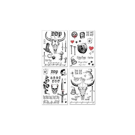 4 Sheets Tattoos Halloween Face Temporary Stickers Cosplay Costume Party For Adults Women Men