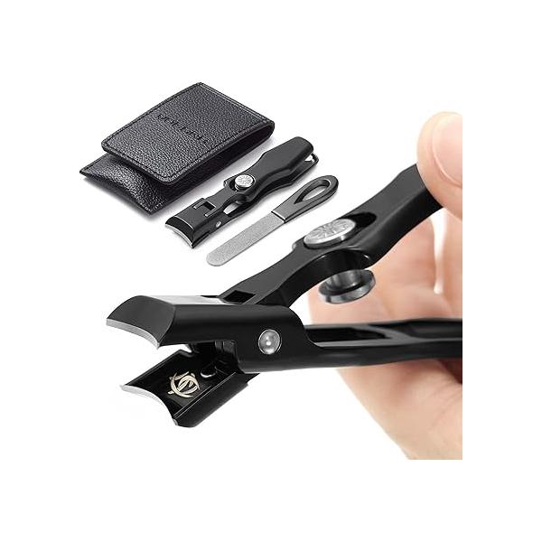Slanted Nail Clippers for Men Ingrown Toenail Seniors Thick Toenails Wide Jaw Opening Ultra Sharp Fingernail Clipper with Catcher Heavy Duty Set Adult Women