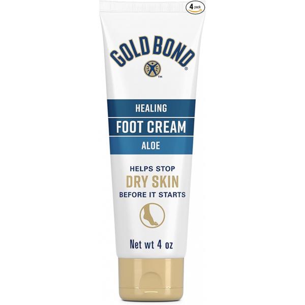 Gold Bond Healing Foot Cream, 4 oz. (Pack of 4), With Aloe, Nourishes & Softens For Healthier Looking Feet