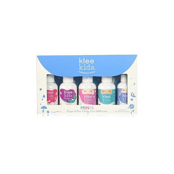 Klee Kids Magical Hair and Body Care Mini Travel Set, 2 Ounce Each. Shampoo, Conditioner, Detangler, Wash, Lotion. With Organic Natural Botanicals. Non-Toxic. No Sulfate. Parabens.