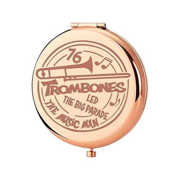 KEYCHIN Music Men Musical Pocket Mirror Harold Fans Gifts Trombones Let The Big Parade Compact Makeup Broadway (Trombones-RG)