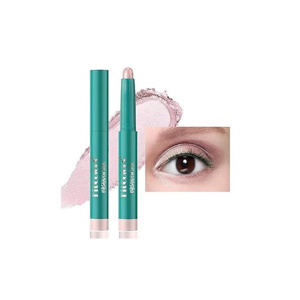 Eyeshadow Stick Eye Shadow Brightener Eyeliner Pencil Cream Shimmer Glitter Smooth Primer Highlighter Natural Waterproof Long Lasting Soft Pink # 01