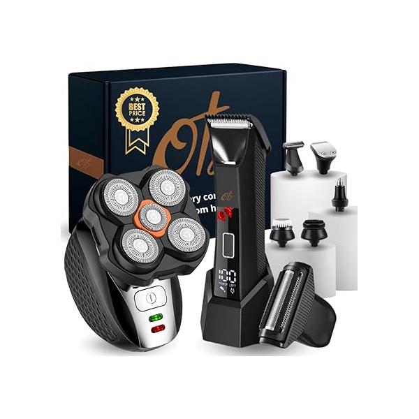 Head Shavers & Body Trimmer for Men (Best Pack) Ball Shaver Mens Grooming Kit Razors Bald Electric Hair All-in-One Manscape with Waterproof Design