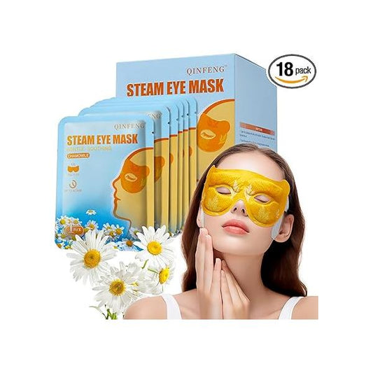 18 Packs Steam Eye Mask for Dry Eyes 40Mins Self Heating Masks Cornea Care Disposable Warm Compress Sleep Reduce Fatigue Spa Christmas Gifts Women(Chamomile,Hollow)