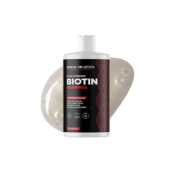Ultra Biotin Shampoo for Thinning Hair - Extra Strength Volumizing Men and Women with B Vitamins Rosemary Essential Oil Sulfate Free Formula Scalp Care