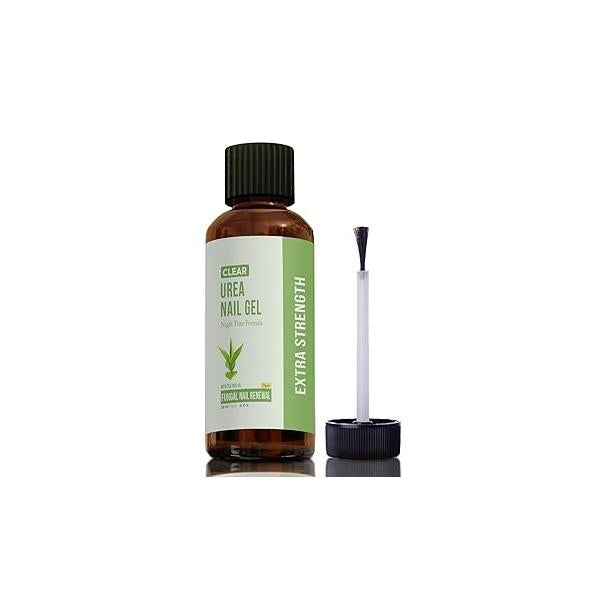 CLEAR Urea Nail Gel with Tea Tree Oil Made in USA - Night Time Formula -Softens, Hydrates & Repairs Nails -Urea Fast Visible Results, Trusted by Health Professionals
