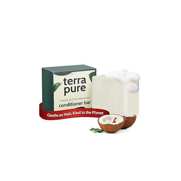 Terra Pure Conditioner Bar | Cocoa Butter Enriched by 1-Shoppe Plastic Free, Soap Vegan, Plant Based, Sustainable, Eco-Friendly, & Zero Waste
