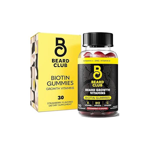 The Beard Club Biotin Balm for Men - Growth Shea Butter with Castor & Coconut Oil Moisturizing, Hydrating and Softening Cream Amber Cedar Scent 4 oz