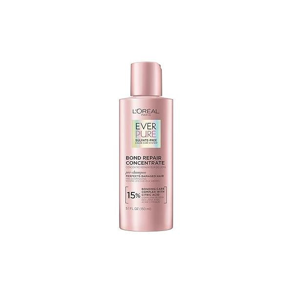 L'Oreal Paris Sulfate Free Bond Repair Pre Shampoo Treatment, Hair for Colored, Bleached or Damaged Hair, EverPure, 5.1 Fl Oz