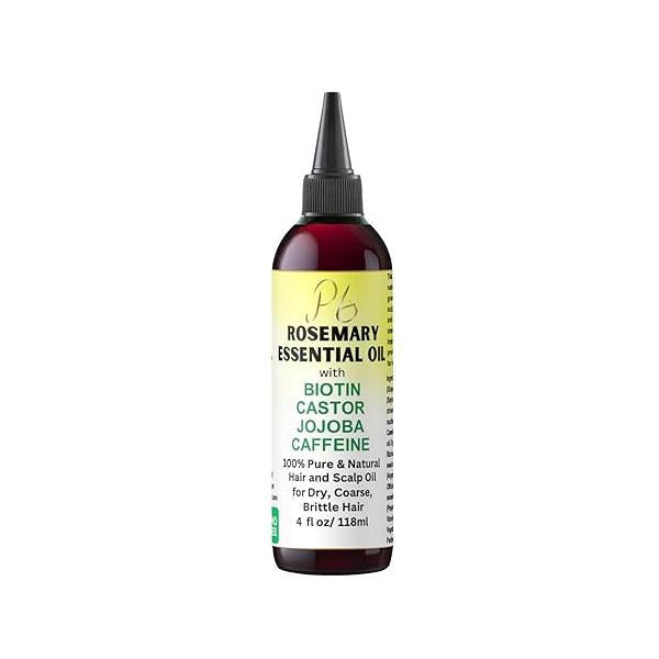 Rosemary Hair Oil - & Scalp with Castor, Jojoba, and Biotin Nourishing Serum for Dry 4 fl oz