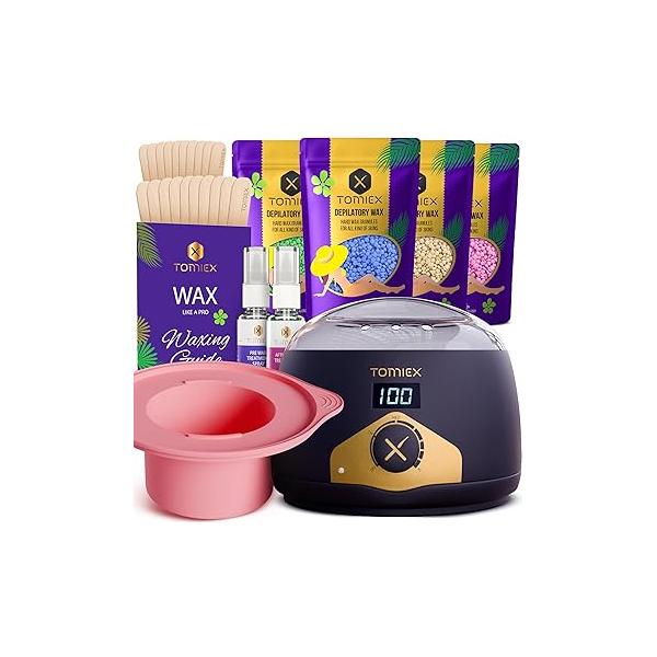 Digital Waxing Kit for Hair Removal - Hard Wax Beads Brazilian, Full Body, Face, Eyebrows, and Bikini Ideal Women, Men