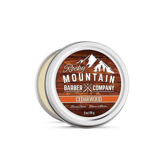 Beard Balm - Rocky Mountain Barber 100% Natural Premium Wax Blend with Cedarwood Scent, Nutrient Rich Bees Wax, Jojoba, Tea Tree, Coconut Oil