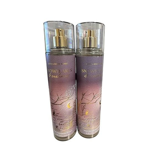 Bath and Body Works Snowflakes & Cashmere Fine Fragrance Mists Set Of 2 8 oz. Bottles (Snowflakes Cashmere)