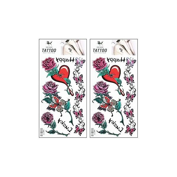 Tattoos 2 Sheets Angel Wings Cartoon Tattoo Art Fashion Temporary Body Stickers Fake Waterproof Removable Party for Teens Men Women (08)