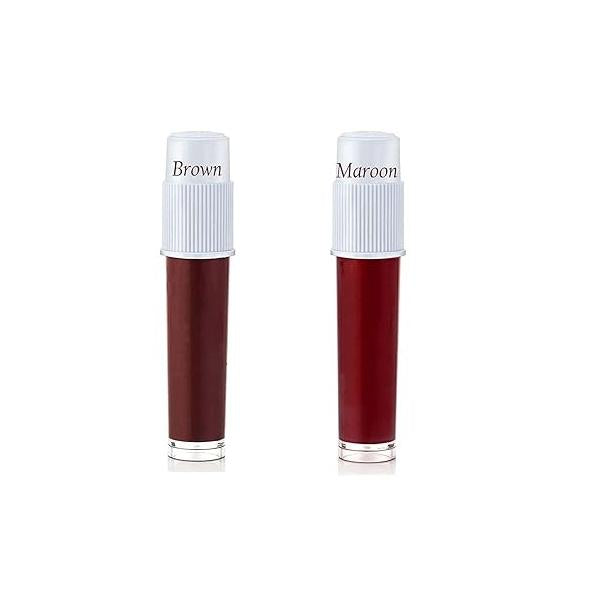 Liquid Kumkum Sindoor Pack of 2X5g Skin-friendly Bindi Tattoos Waterproof Bodyart Body Paint Temporory DIY Tattooing (Brown-Maroon)