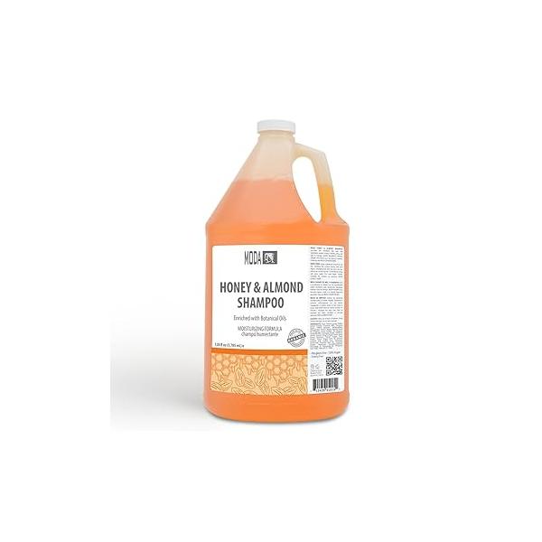 MODA - Moisturizing Shampoo for All Hair Types, Honey Almond, 128 Oz, Professional Deeply Cleanses and Conditions, Strengthens, Restores Shine your