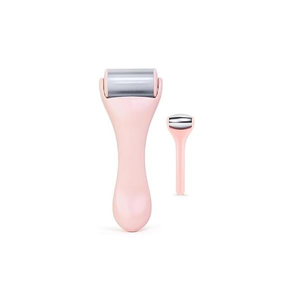 Ice Roller for Face and Eye 2 Pcs,Face Skin Care Puffiness,Migraine,Pain Relief,Eye For Puffy Eyes Dark Circles,Stainless Steel Facial (Pink)
