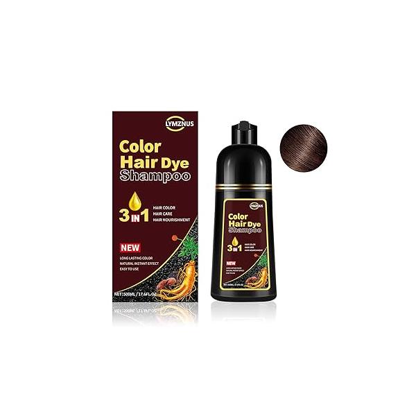 Herbal Black Hair Dye Shampoo 3 in 1 for Gray Hair, Instant Color Women & Men, 100% Grey Coverage 500ML