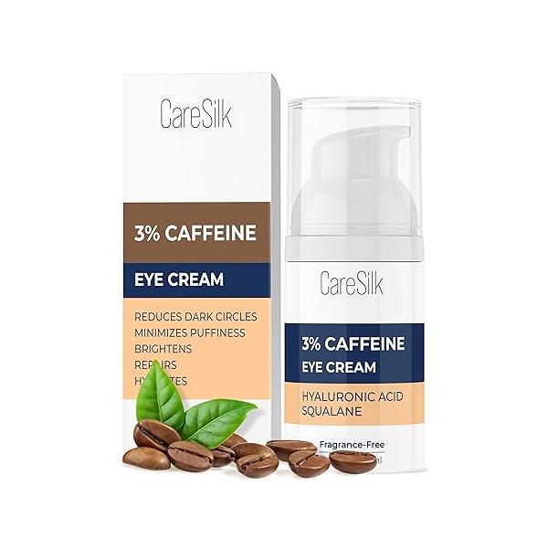 Caffeine Eye Cream for Puffy Eyes Treatment + Hyaluronic Acid & Squalane - Under Cream, Dark Circles Treatment, Corrector Serum 0.5oz
