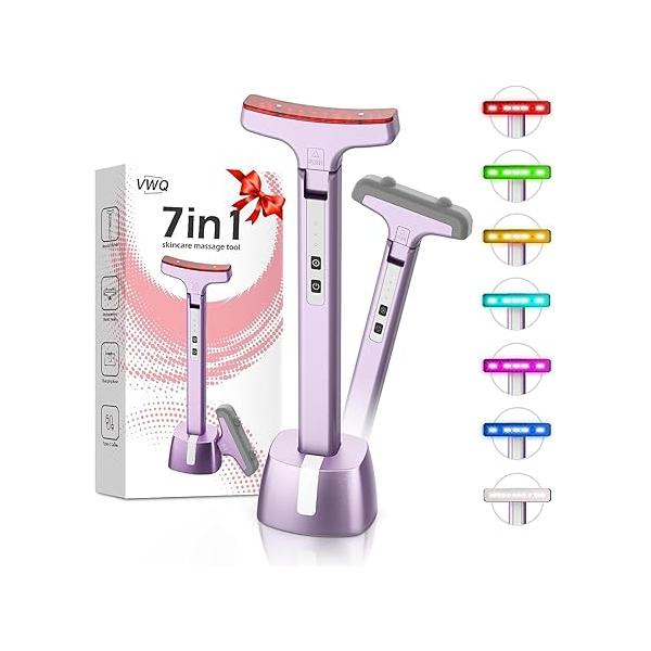 Red Light Therapy for Face, Eyes and Neck, Wand, 7 Color Led at Home Face Lift, Firm, Smooth, Skin Care Massage Tools