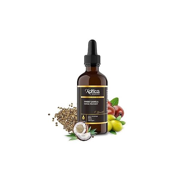 Xotics Sweet Jamila Hair Oil - Natural Growth with Hempseed, Argan, Olive & Coconut for Curly Frizzy Dry Organic Black women (4oz)