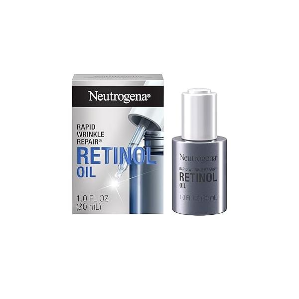 Neutrogena Retinol Face Oil .3% Concentrated, Rapid Wrinkle Repair, Daily Anti-Aging Serum to Fight Fine Lines, Deep Wrinkles, & Dark Spots, 1.0 fl. oz