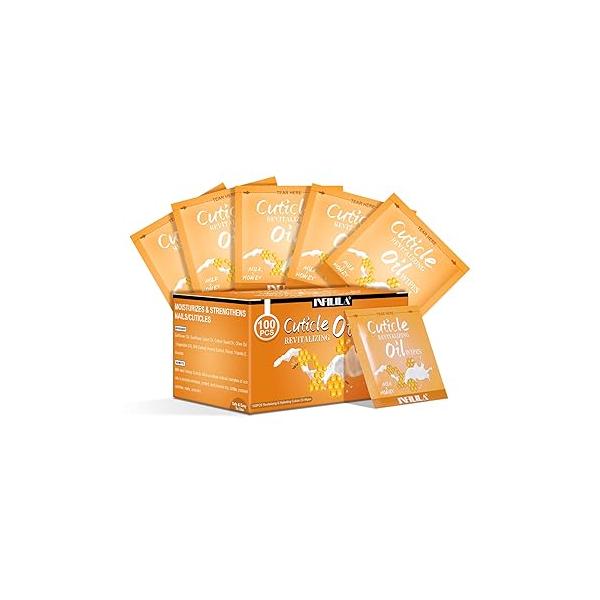 NXJ INFILILA Cuticle Oil Bulk 3.3 Fl Oz, 100Pcs Mini for Nails, Hydrating Cuticles Care Product Ttravel Size Nail Honey, Repair and Nails (Milk & Honey)